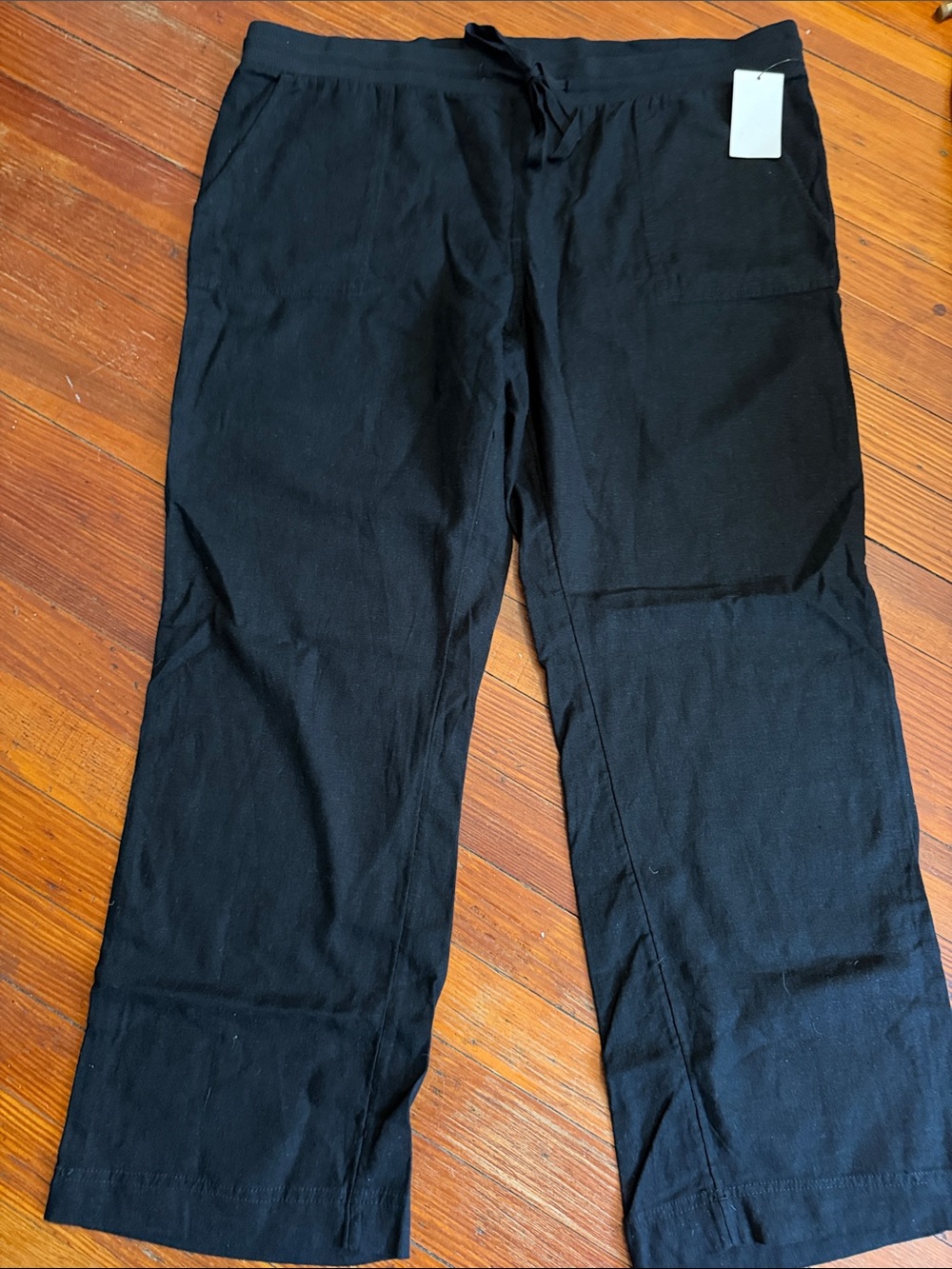 NWT Caslon Black Relaxed Drawstring Cotton/Linen Joggers Size XL